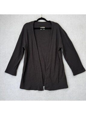 Saturday Sunday Cardigan Sweater Womens Small Gray Open Front Waffle Knit